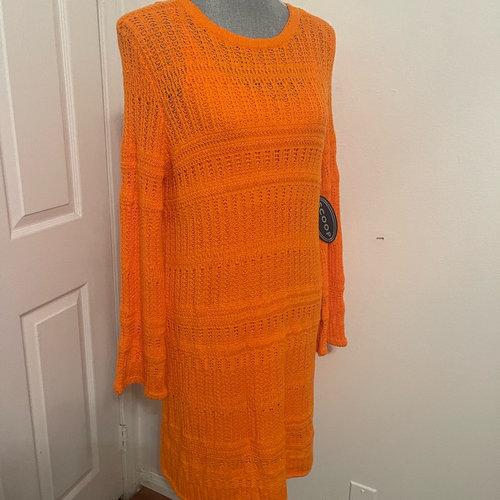 Scoop NWT Orange Knit Sweater Dress. Size 12-14 - Picture 6 of 15